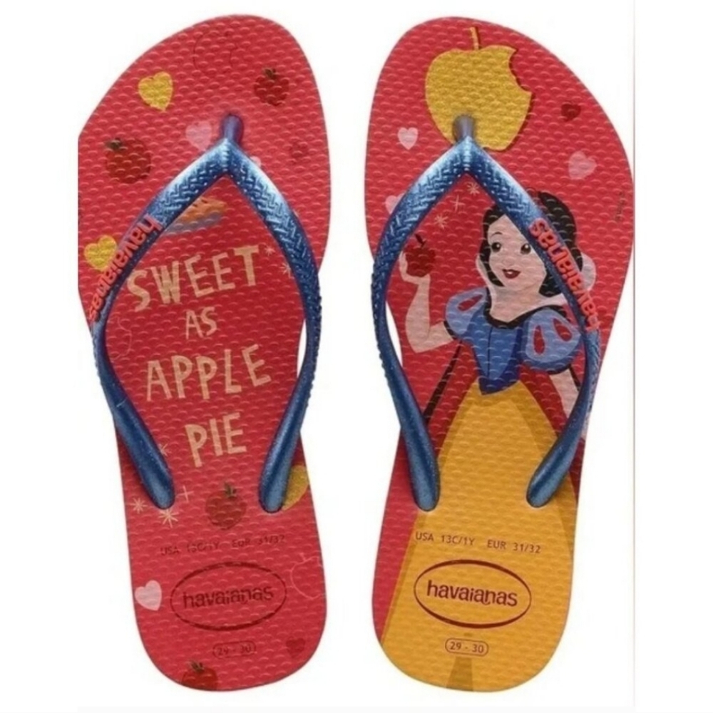 Disney x Havaianas RED CRUSH Snow White Sweet As Apple Pie Flip Flops size 1